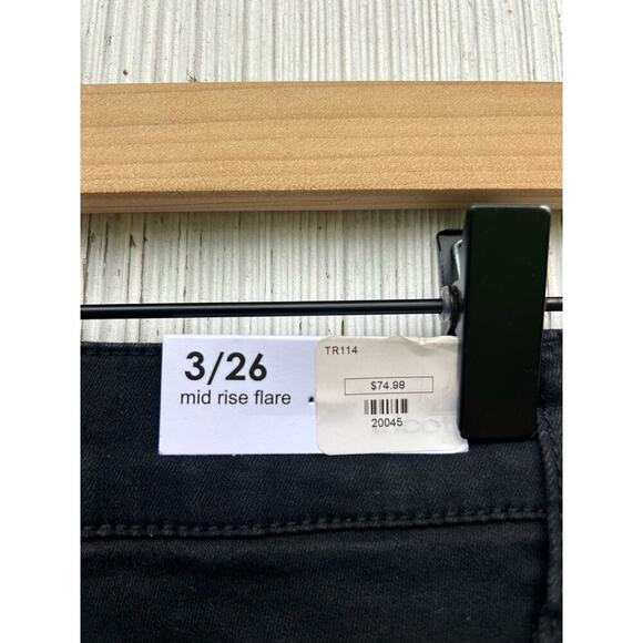 NWT Gina Tricot Womens Black Mid Rise Flare Denim‎ Jeans Cotton Blend Size 3/26 - Picture 5 of 9